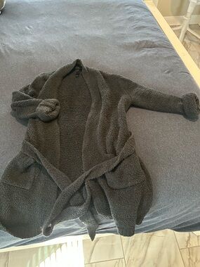 SKIMS Black Cozy Robe with Pockets